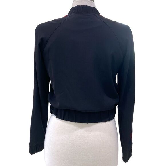 Michael Kors black red stripe elastic waist collar sleeves length 19 inches - Picture 2 of 7